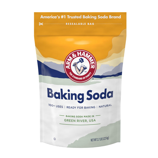 ARM & HAMMER Baking Soda Made in USA, Ideal for Baking, Pure & Natural, 2.7lb Bag-UPStoxs