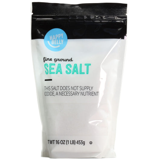 Amazon Brand - Happy Belly, Sea Salt, Fine Ground, 1 pound (Pack of 1)-UPStoxs