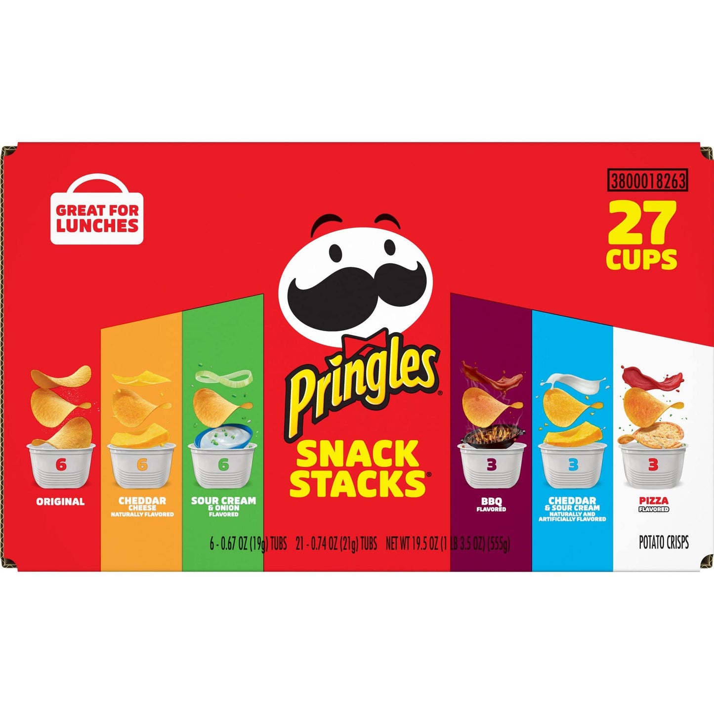 Pringles Potato Crisps Chips, Snack Stacks, Lunch Snacks, Office and Kids Snacks, Variety Pack (27 Cups)-UPStoxs