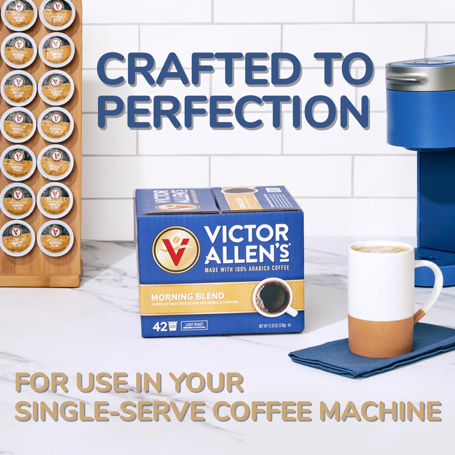 Victor Allen's Coffee Variety Pack (Morning Blend, 100% Colombian, Donut Shop Blend, and French Roast), 42 Count, Single Serve Coffee Pods for Keurig K-Cup Brewers-UPStoxs