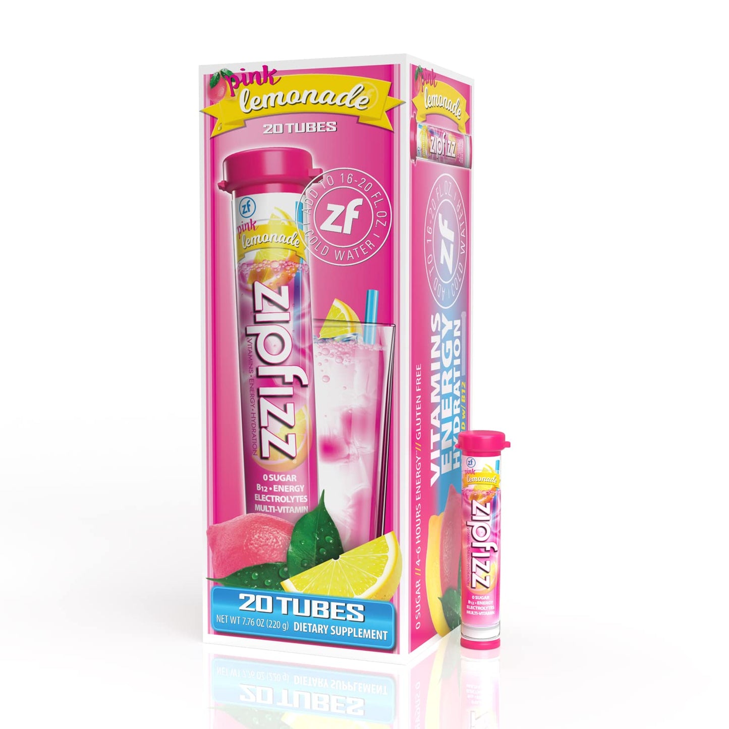 Zipfizz Energy Drink Mix, Pink Lemonade 20 ct.