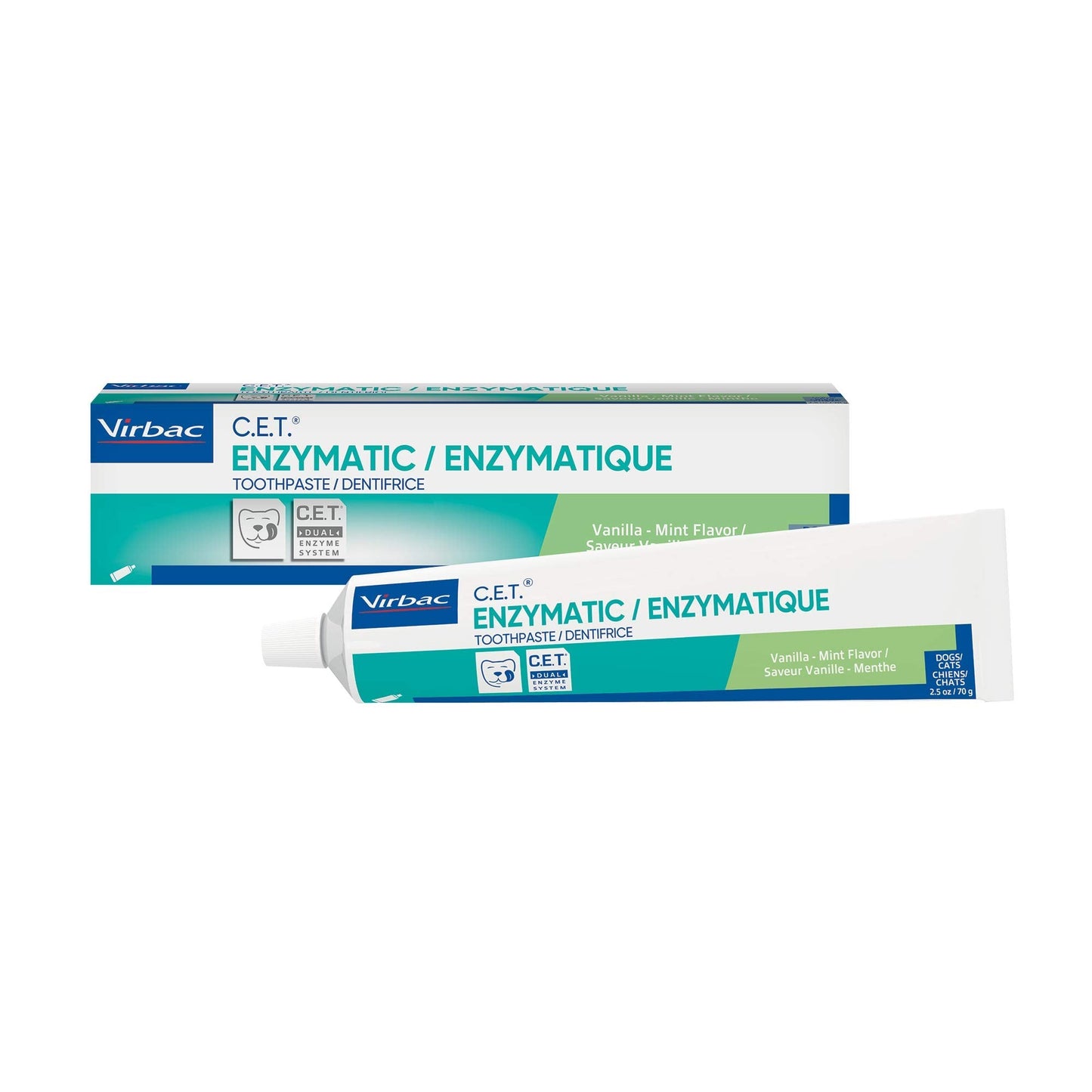 Virbac C.E.T. Enzymatic Toothpaste Eliminates Bad Breath by Removing Plaque and Tartar Buildup Best Pet Dental Care Toothpaste Vanilla Mint Flavor 2.5 Oz Tube-UPStoxs