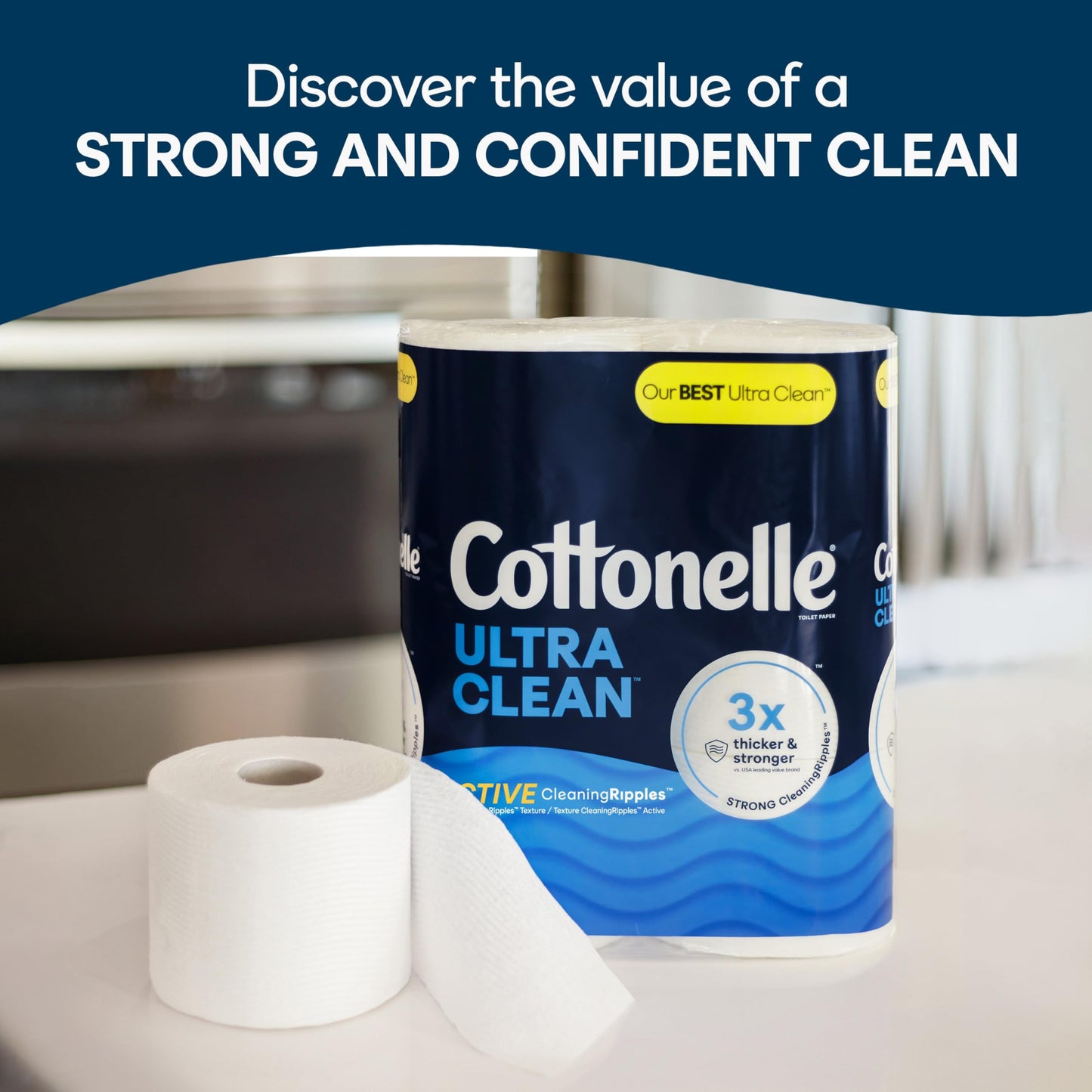 Cottonelle Ultra Clean Toilet Paper with Active CleaningRipples Texture, 24 Family Mega Rolls (24 Family Mega Rolls = 132 Regular Rolls) (4 Packs of 6), 353 Sheets Per Roll, Packaging May Vary-UPStoxs