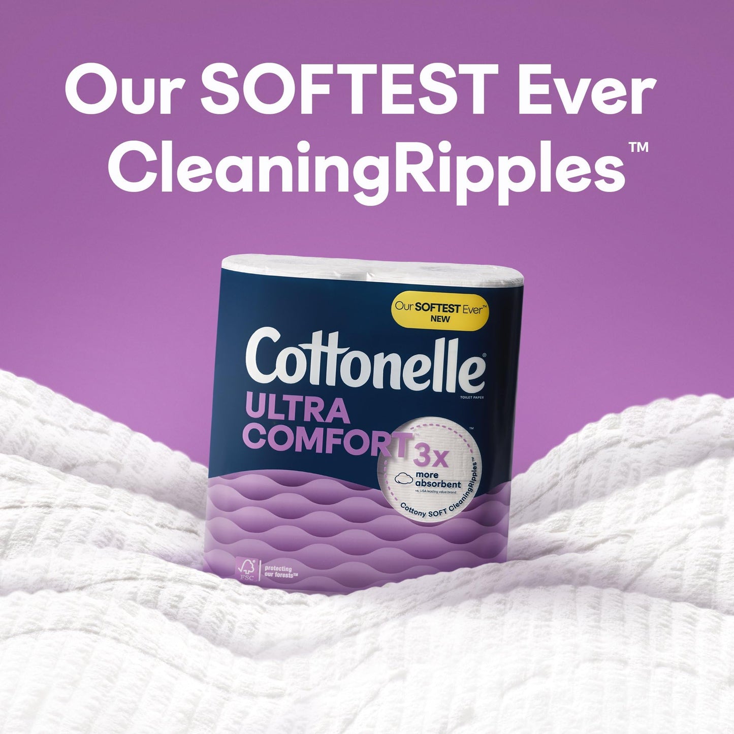 Cottonelle Ultra Comfort Toilet Paper with Cushiony CleaningRipples Texture, 32 Family Mega Rolls (32 Family Mega Rolls = 144 Regular Rolls) (8 Packs of 4), 296 Sheets per Roll, Packaging May Vary-UPStoxs