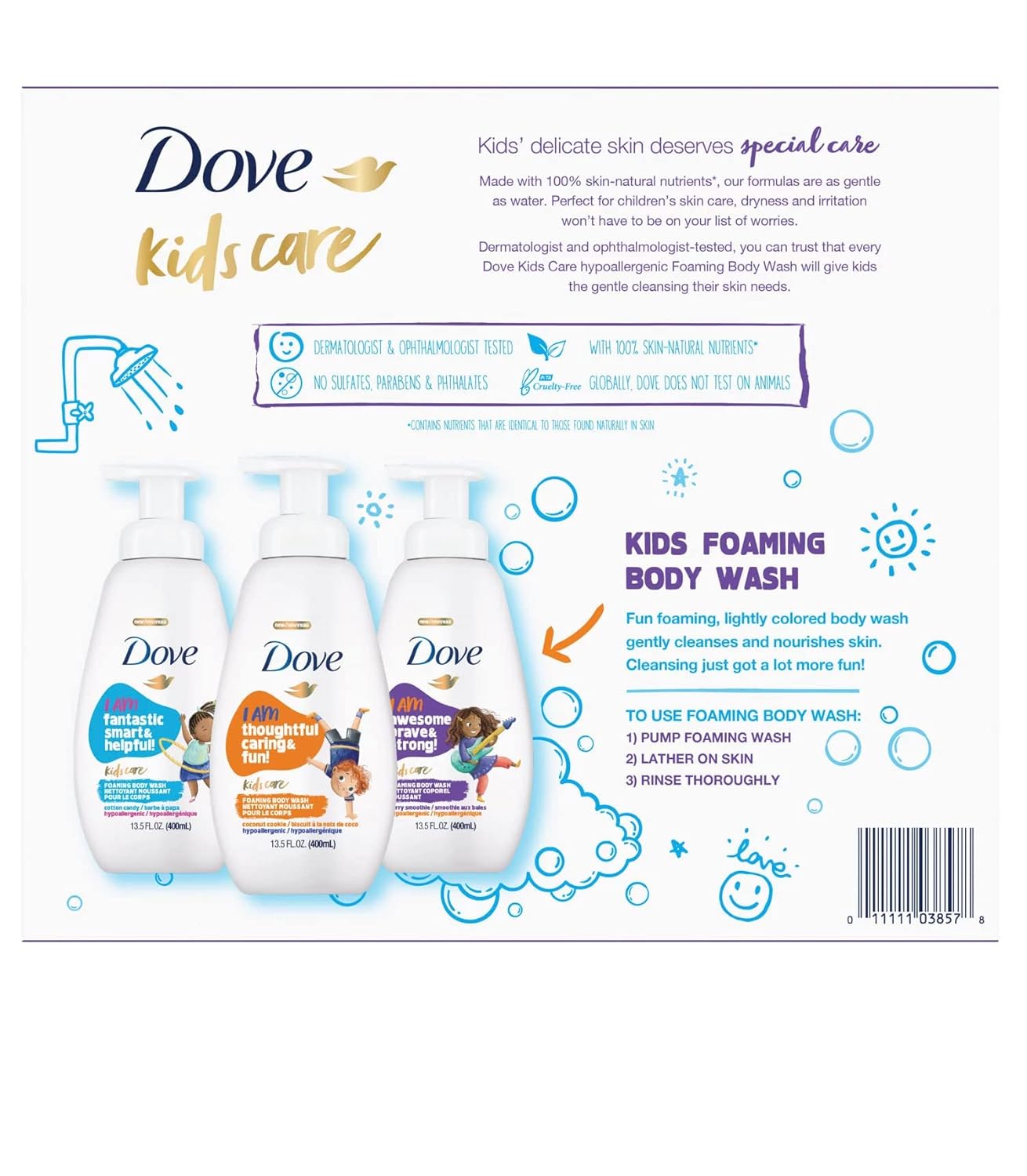 Dove Kids Care Foaming Body Wash, Variety Pack, 13.5 fl. oz., 3 pk.