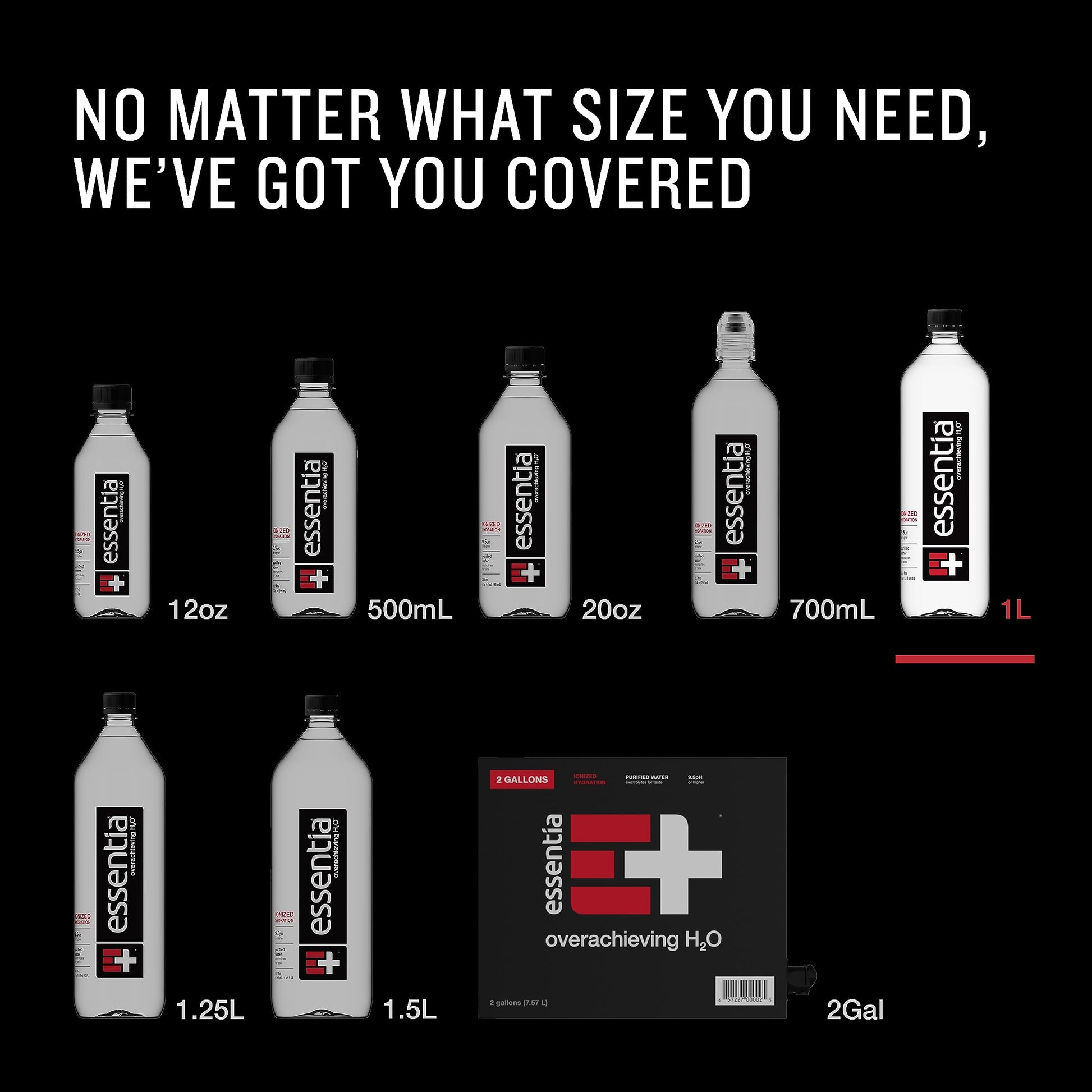 Essentia Water Bottled, Ionized Alkaline Water:99.9% Pure, Infused With Electrolytes, 9.5 pH Or Higher With A Clean, Smooth Taste, 1 Litre (Pack of 12)-UPStoxs