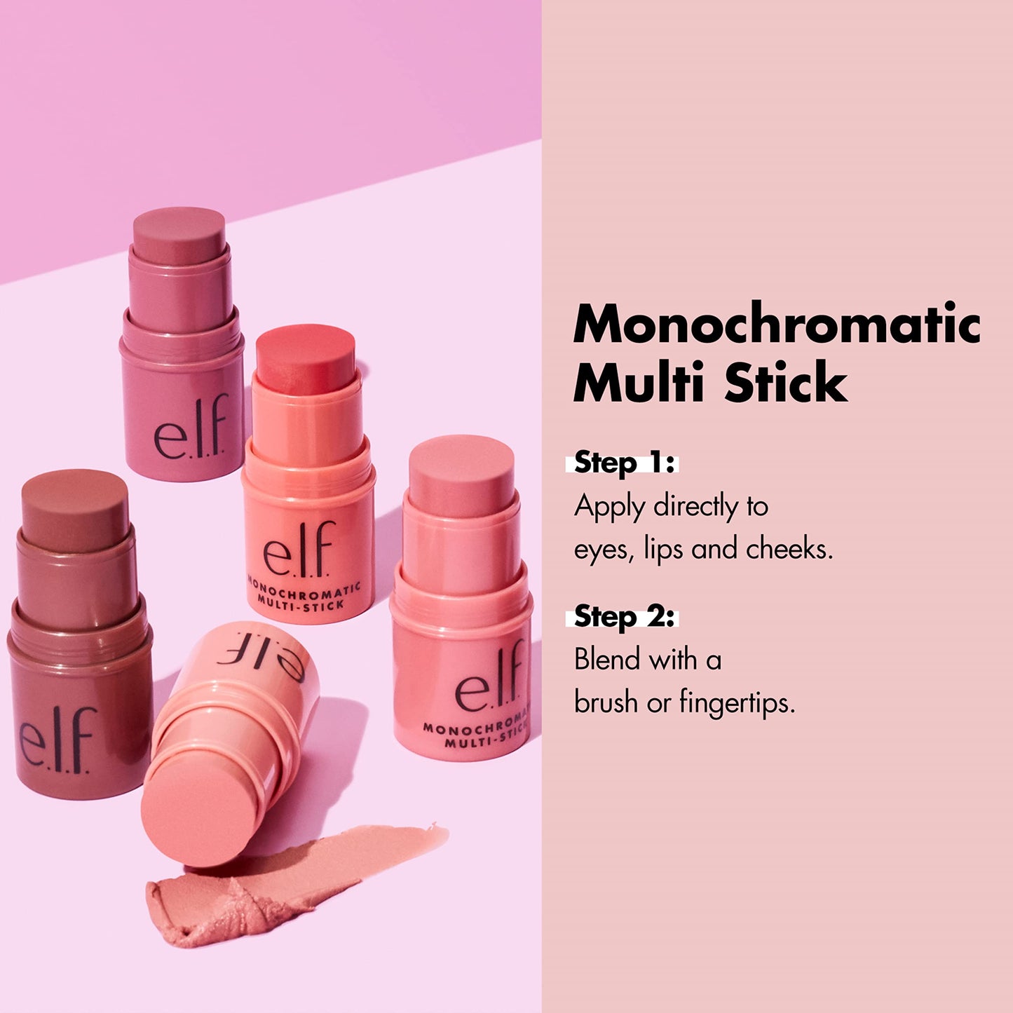 e.l.f. Monochromatic Multi Stick, Luxuriously Creamy & Blendable Color, For Eyes, Lips & Cheeks, Dazzling Peony, 0.17 oz (5 g)-UPStoxs