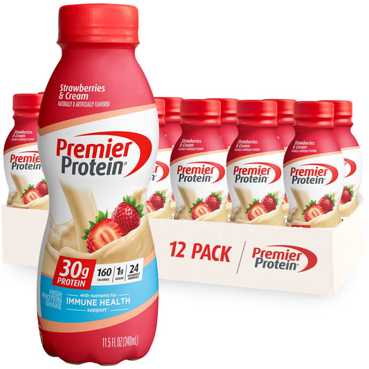 Premier Protein Liquid Protein Shake -24 Vitamins & Minerals/Nutrients to Support Immune Health, Strawberries, 11.5 Fl Oz Bottle (Pack of 12)-UPStoxs