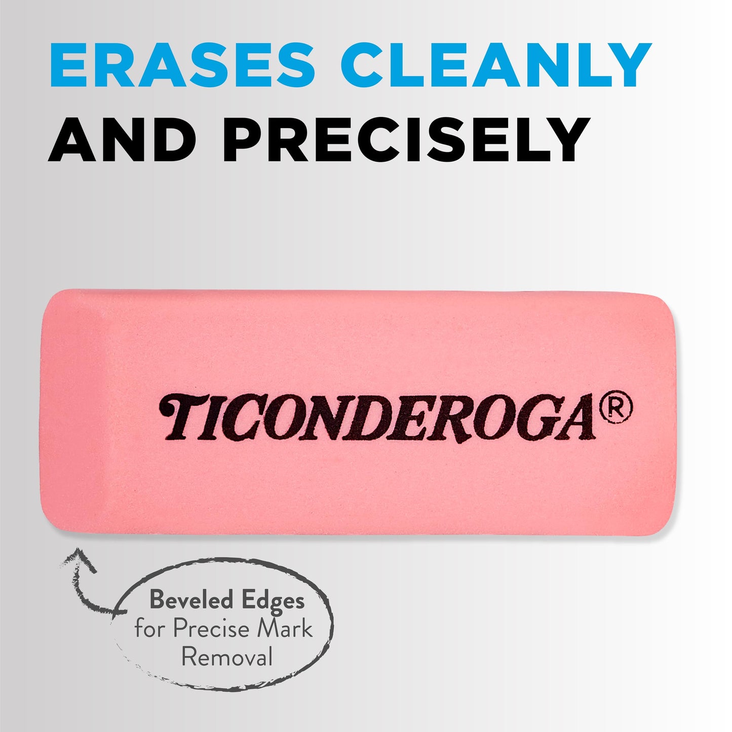 Ticonderoga Wedge Erasers, Pink, 3 Count-UPStoxs