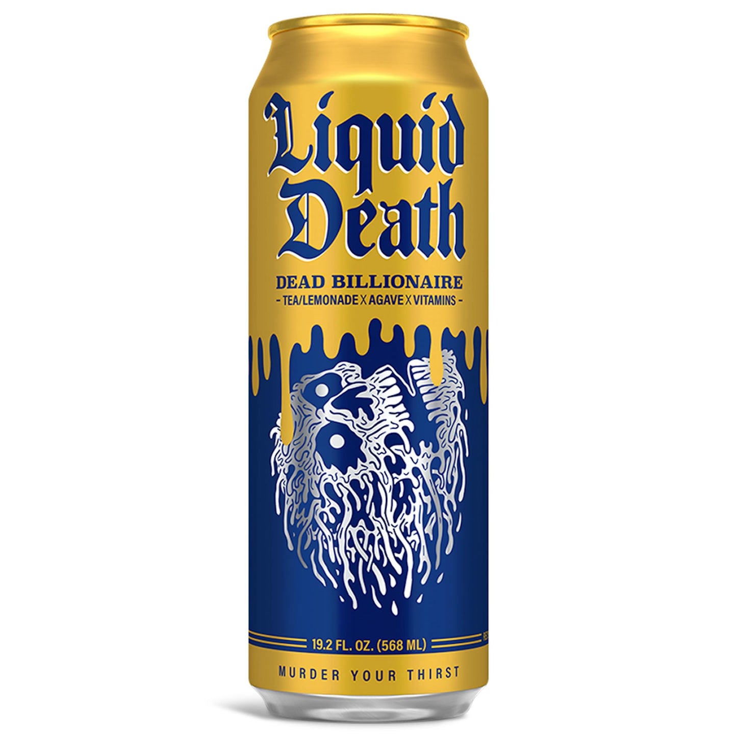 Liquid Death, Dead Billionaire Iced Tea, 8-Pack (King Size 19.2oz Cans), Half Lemonade Half Black Tea Sweetened With Real Agave, B12 & B6 Vitamins, Low Calorie & Low Sugar-UPStoxs