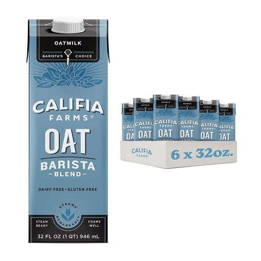 Califia Farms - Oat Barista Blend Oat Milk, 32 Oz (Pack of 6), Shelf Stable, Dairy Free, Plant Based, Vegan, Gluten Free, Non GMO, High Calcium, Milk Frother, Creamer, Oatmilk-UPStoxs