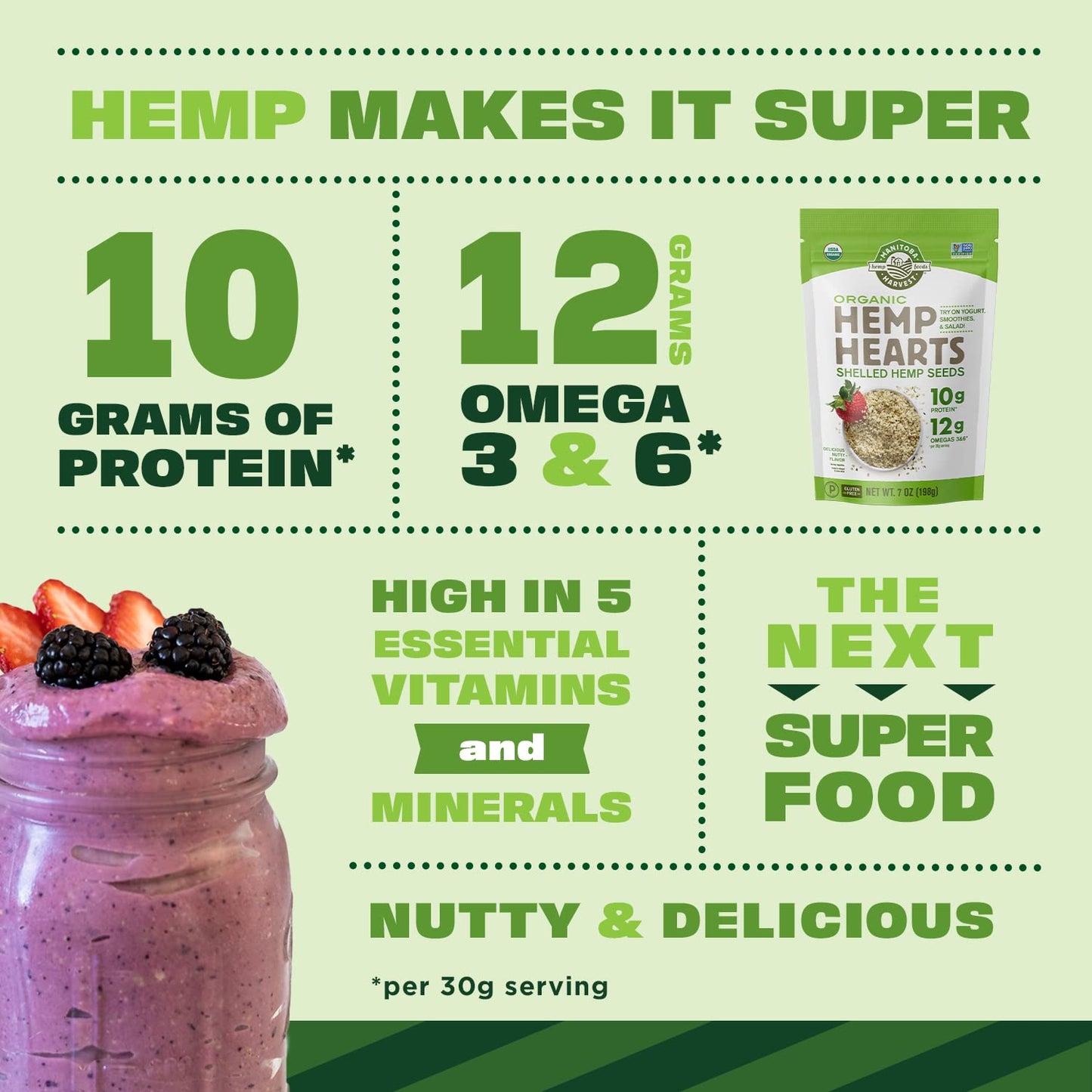 Organic Hemp Hearts, 12oz; 10g Plant Based Protein and 12g Omega 3 & 6 per Srv | Smoothies, yogurt & salad | Non-GMO, Vegan, Keto, Paleo, Gluten Free | Manitoba Harvest-UPStoxs