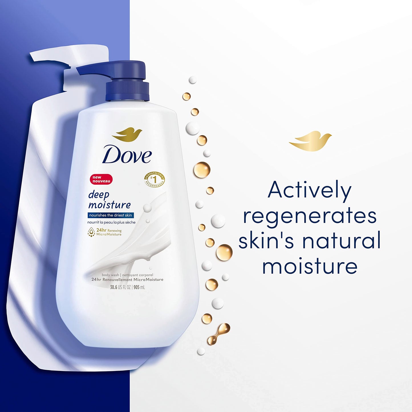 Dove Body Wash with Pump Deep Moisture For Dry Skin Moisturizing Skin Cleanser with 24hr Renewing MicroMoisture Nourishes The Driest Skin 30.6 oz-UPStoxs