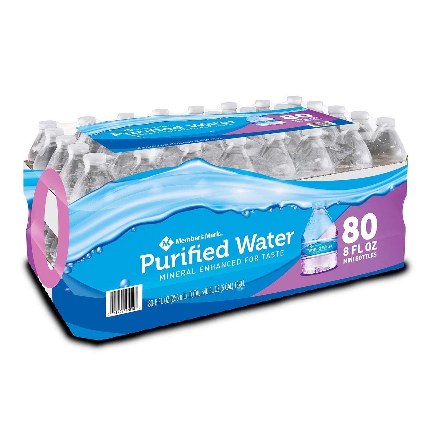 Member's Mark Purified Bottled Water 8 fl. oz., 80 pk.-UPStoxs