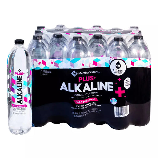 Member's Mark Plus+ Alkaline Bottled Water 1L., 18 pk.-UPStoxs