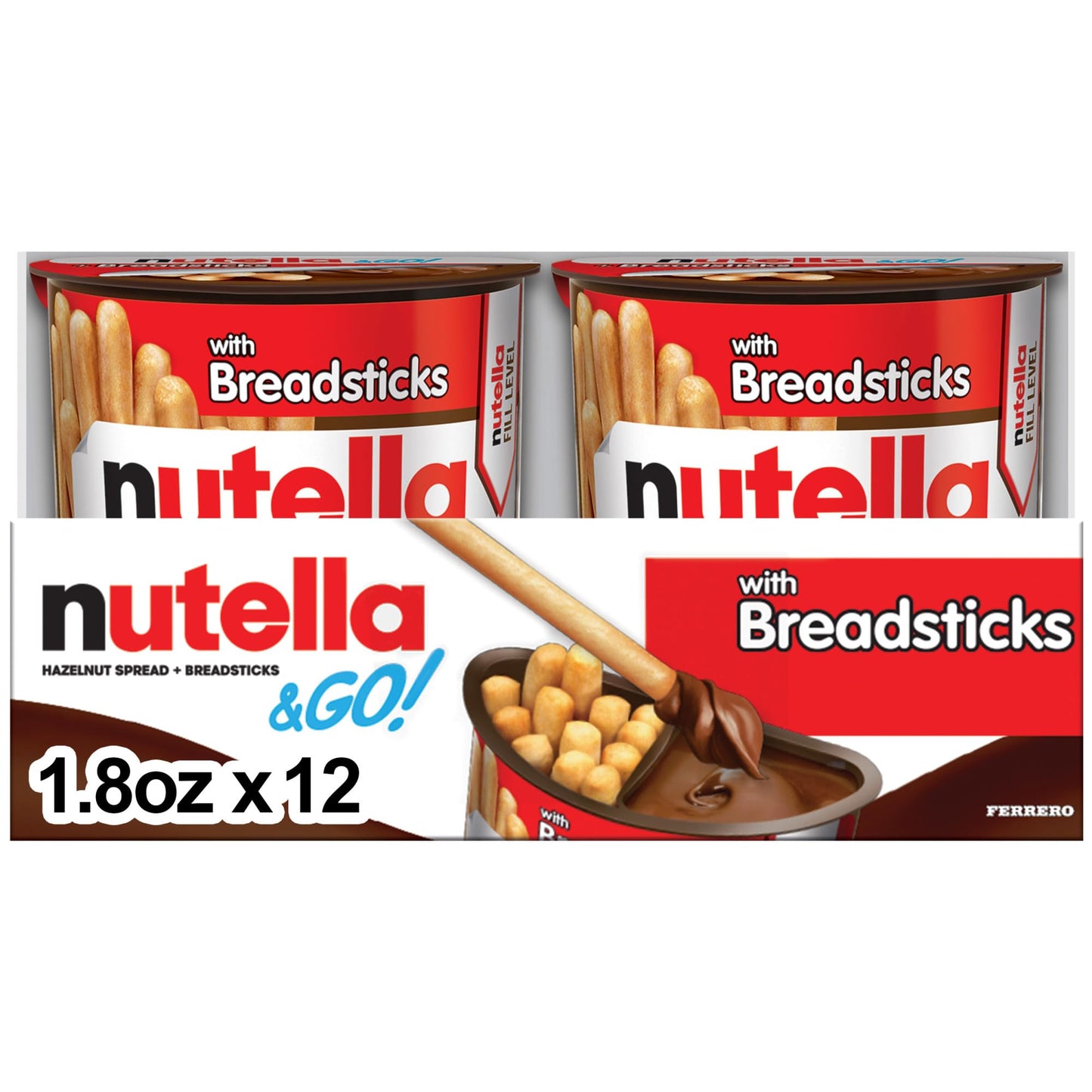 Nutella & GO! Bulk 12 Pack, Hazelnut and Cocoa Spread with Breadsticks, Snack Cups for Kids, 1.8 oz Each-UPStoxs