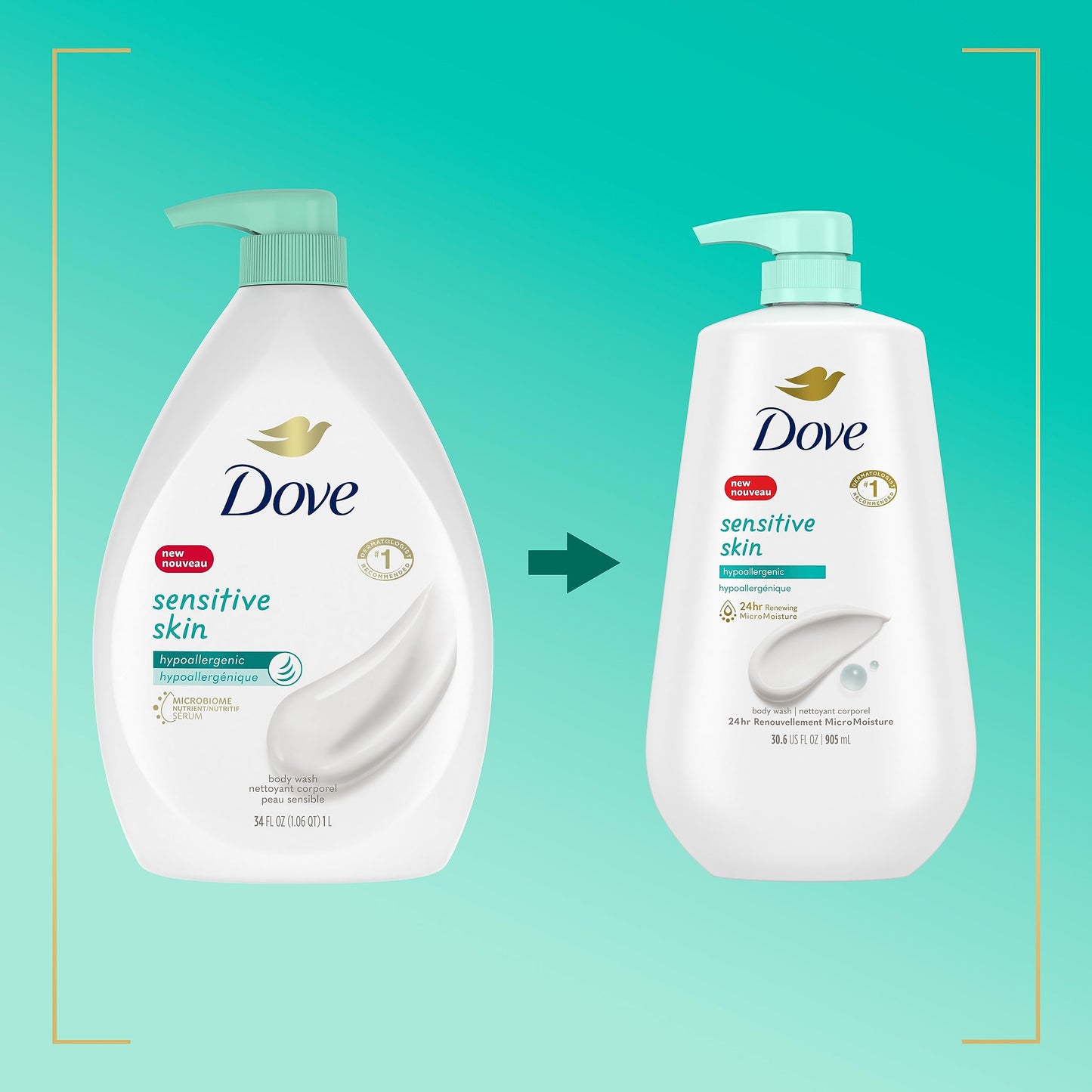 Dove Body Wash - Sensitive Skin - 34 oz-UPStoxs