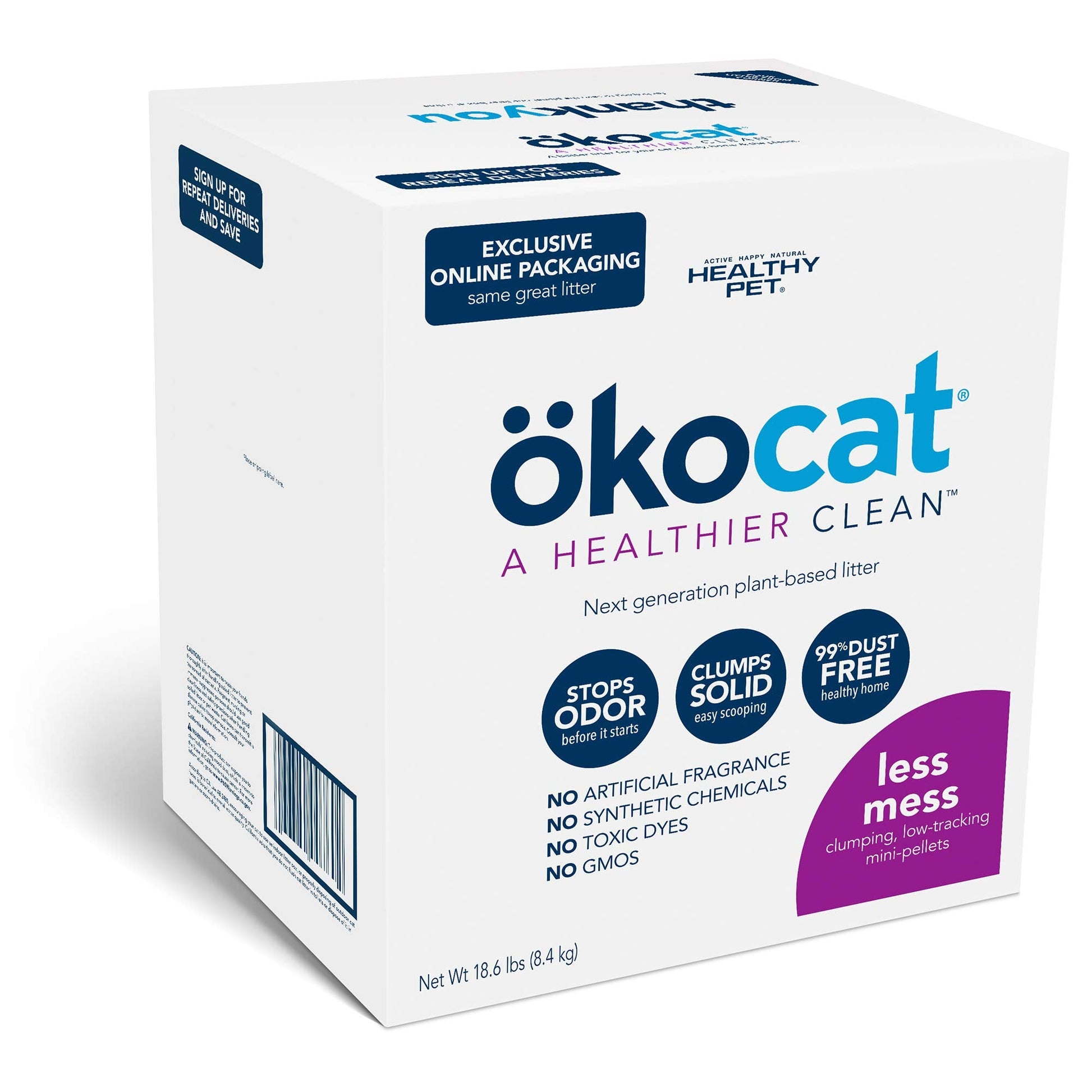 ökocat Less Mess Natural Wood Clumping Cat Litter Mini-Pellets, Great for Long-Hair Breeds, 18.6 lbs, Large-UPStoxs