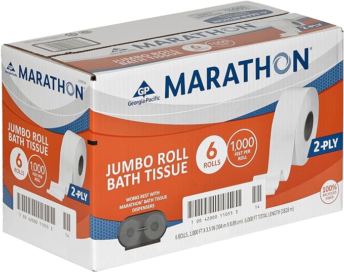 Marathon Jumbo Roll 2-Ply Toilet Paper 1000 ft./roll, 6 rolls