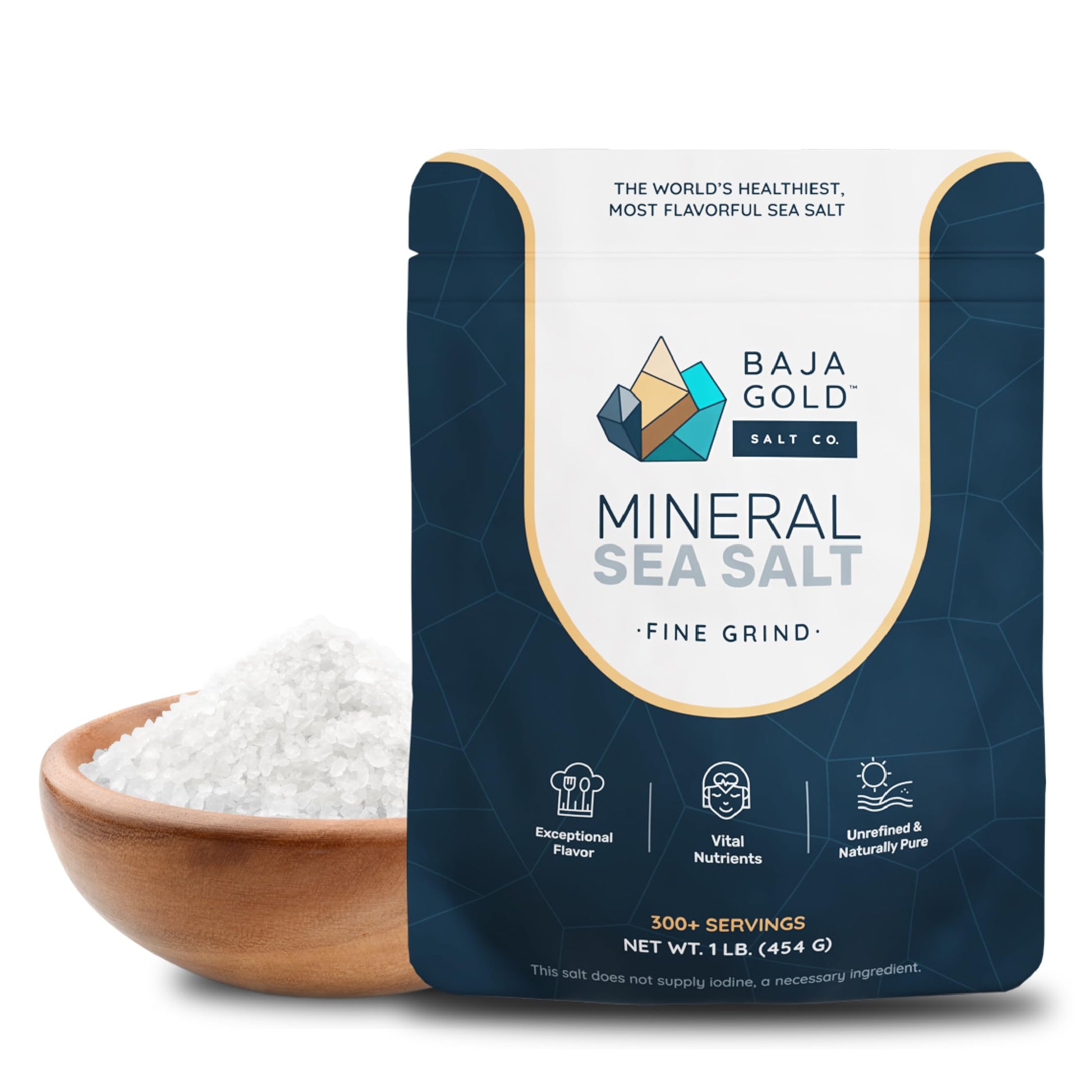 Baja Gold Mineral Sea Salt, Fine Grind, 1 Lb. Bag-UPStoxs