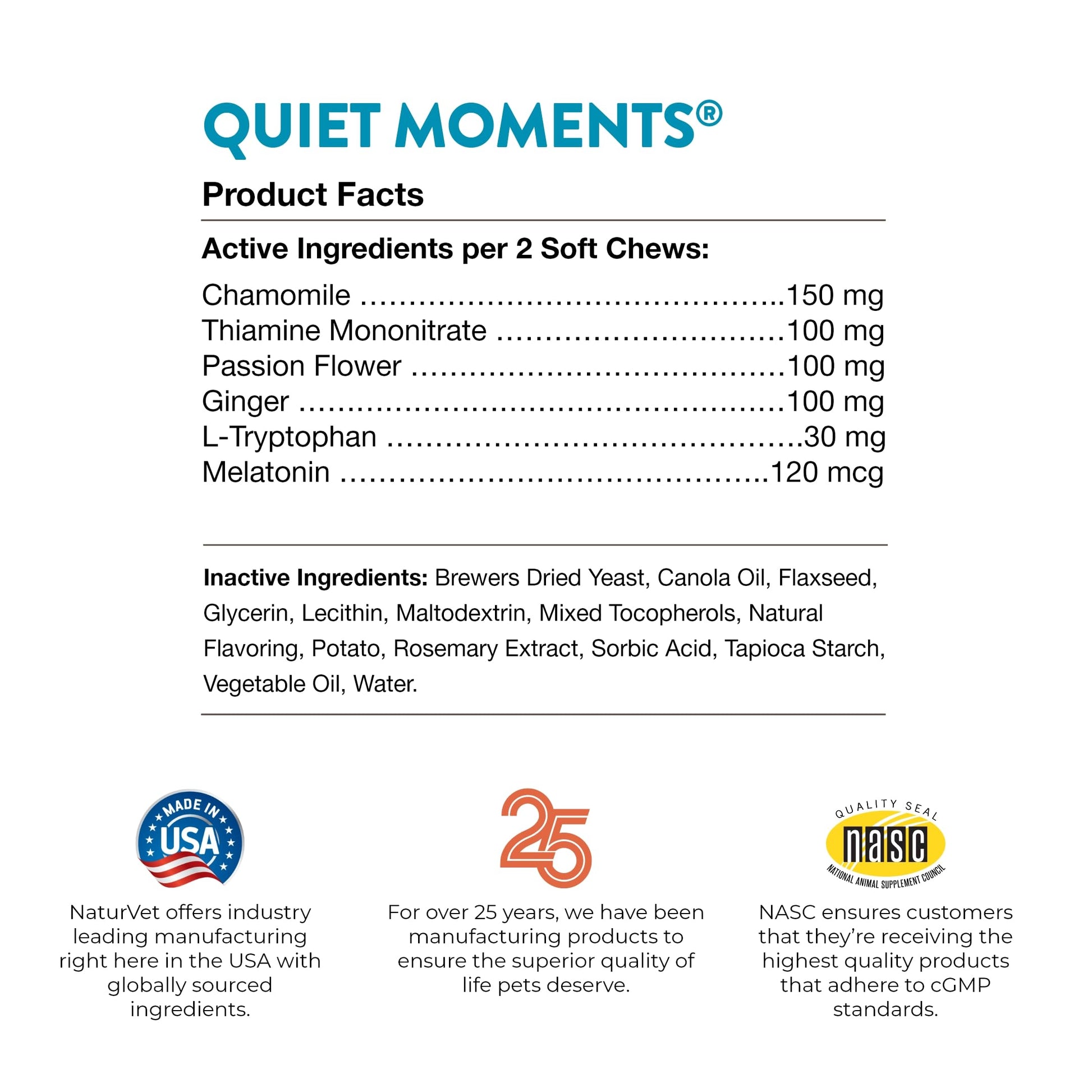 NaturVet Quiet Moments Calming Aid Dog Supplement – Helps Promote Relaxation, Reduce Stress, Storm Anxiety, Fireworks, Motion Sickness for Dogs – Tasty Pet Soft Chews with Melatonin – 70 Ct.-UPStoxs