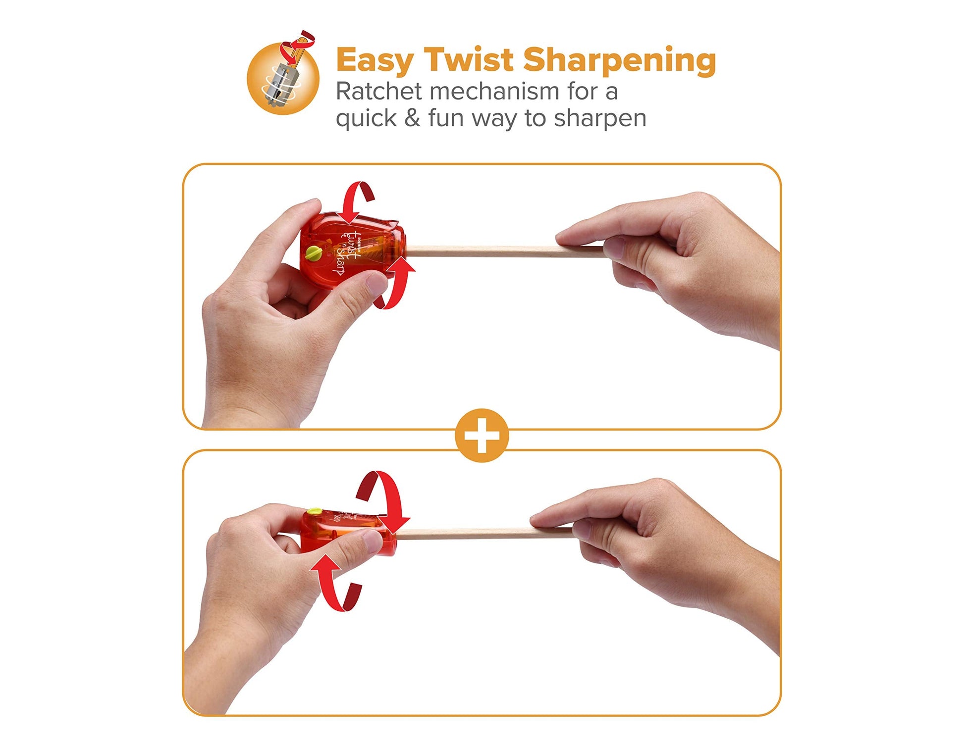 Bostitch Office Twist-N-Sharp Manual Pencil Sharpener, Easy Open Tray, Perfect for Kids, Works with Colored Pencils & Makeup Pencils, 3-Pack-UPStoxs