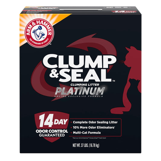 ARM & HAMMER Clump & Seal Platinum Multi-Cat Complete Odor Sealing Clumping Cat Litter with 14 Days of Odor Control, 37 lbs, Online Exclusive Formula-UPStoxs