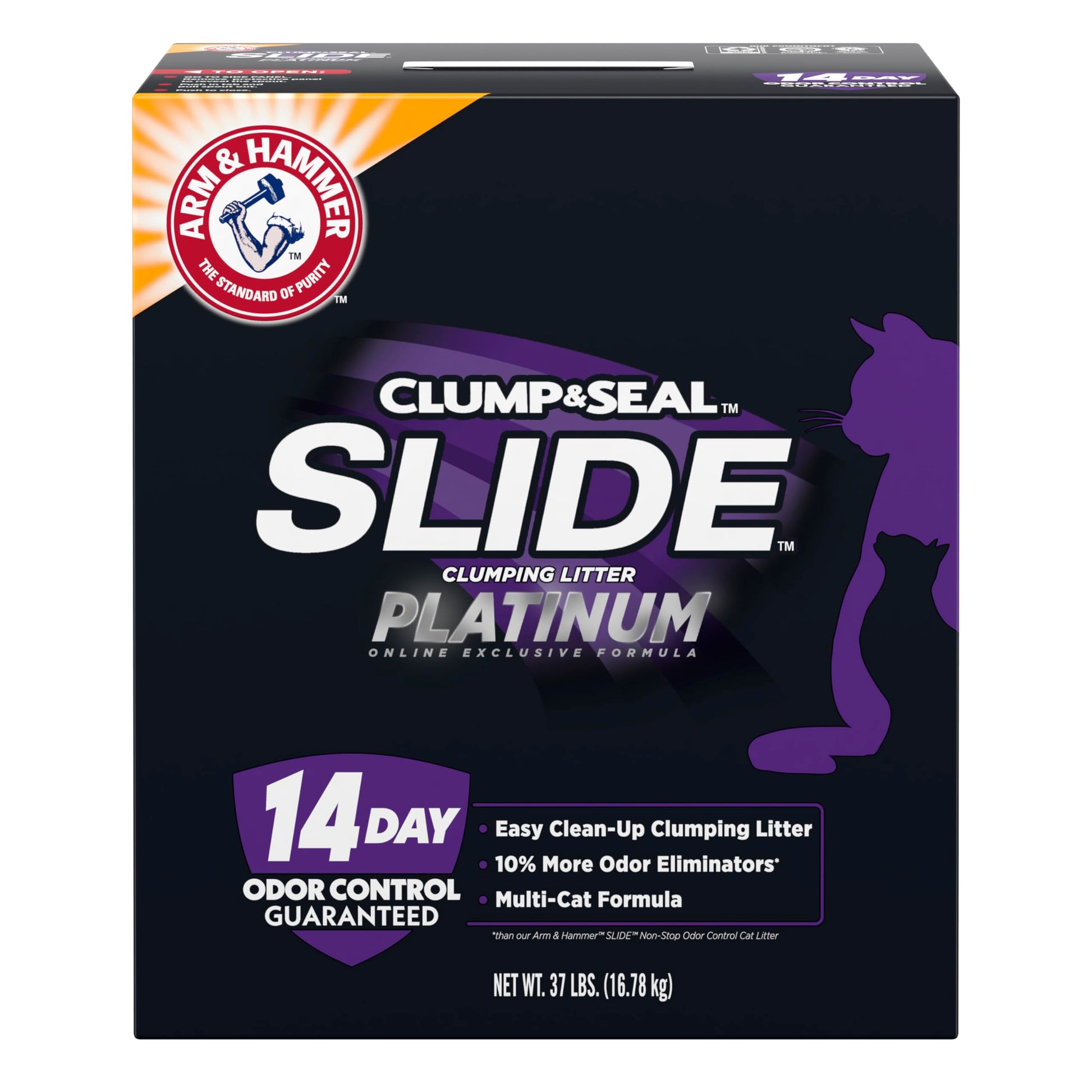 Arm & Hammer Platinum SLIDE Easy Clean, Clumping Litter, Multi-Cat, 37 Lbs-UPStoxs