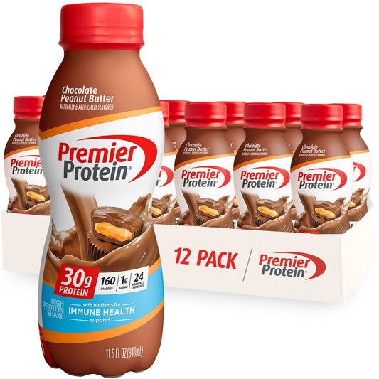 Premier Protein Shake, Chocolate Peanut Butter, 30g Protein, 1g Sugar, 24 Vitamins & Minerals, Nutrients to Support Immune Health, 11.5 Fl Oz, 12 Count-UPStoxs