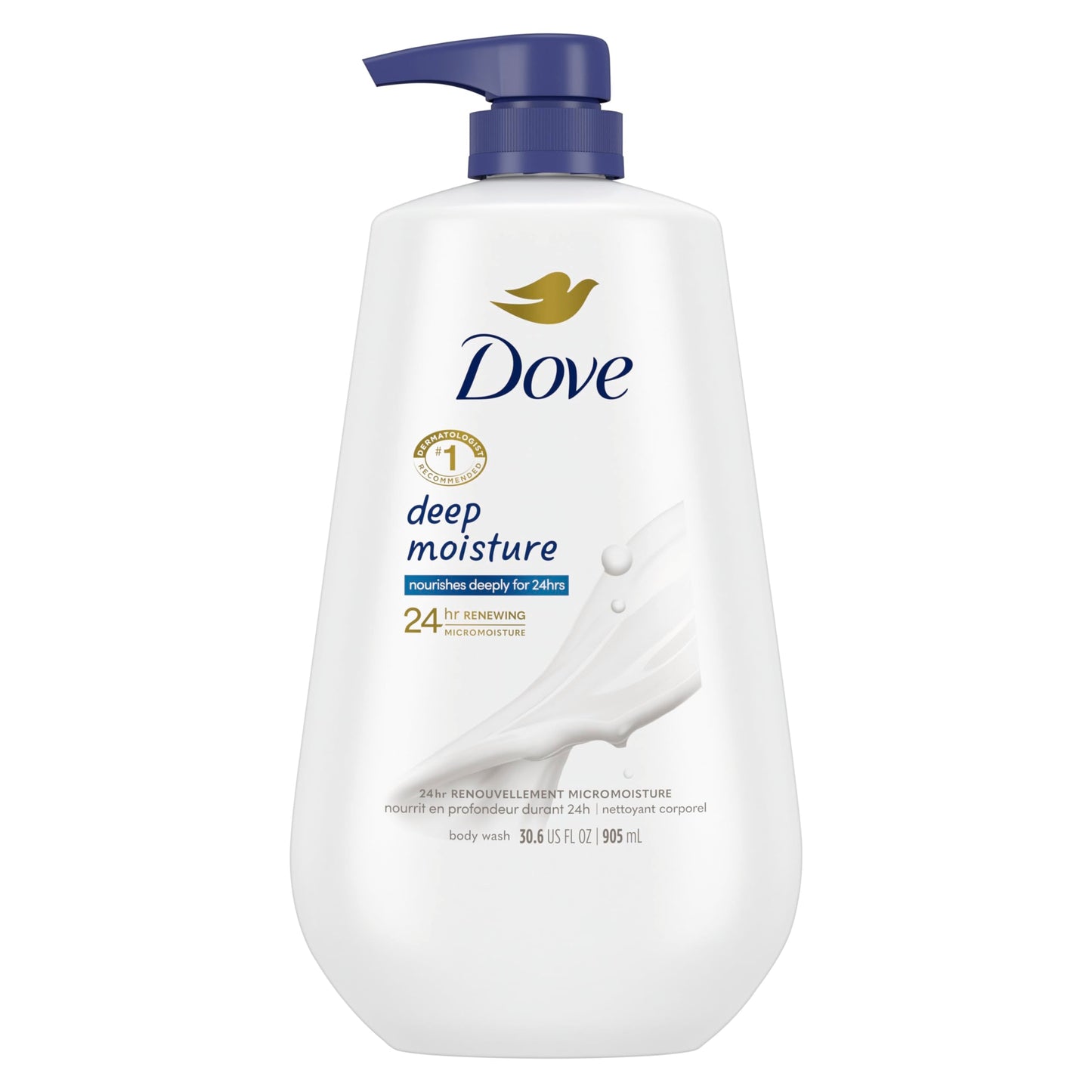 Dove Body Wash with Pump Deep Moisture For Dry Skin Moisturizing Skin Cleanser with 24hr Renewing MicroMoisture Nourishes The Driest Skin 30.6 oz-UPStoxs