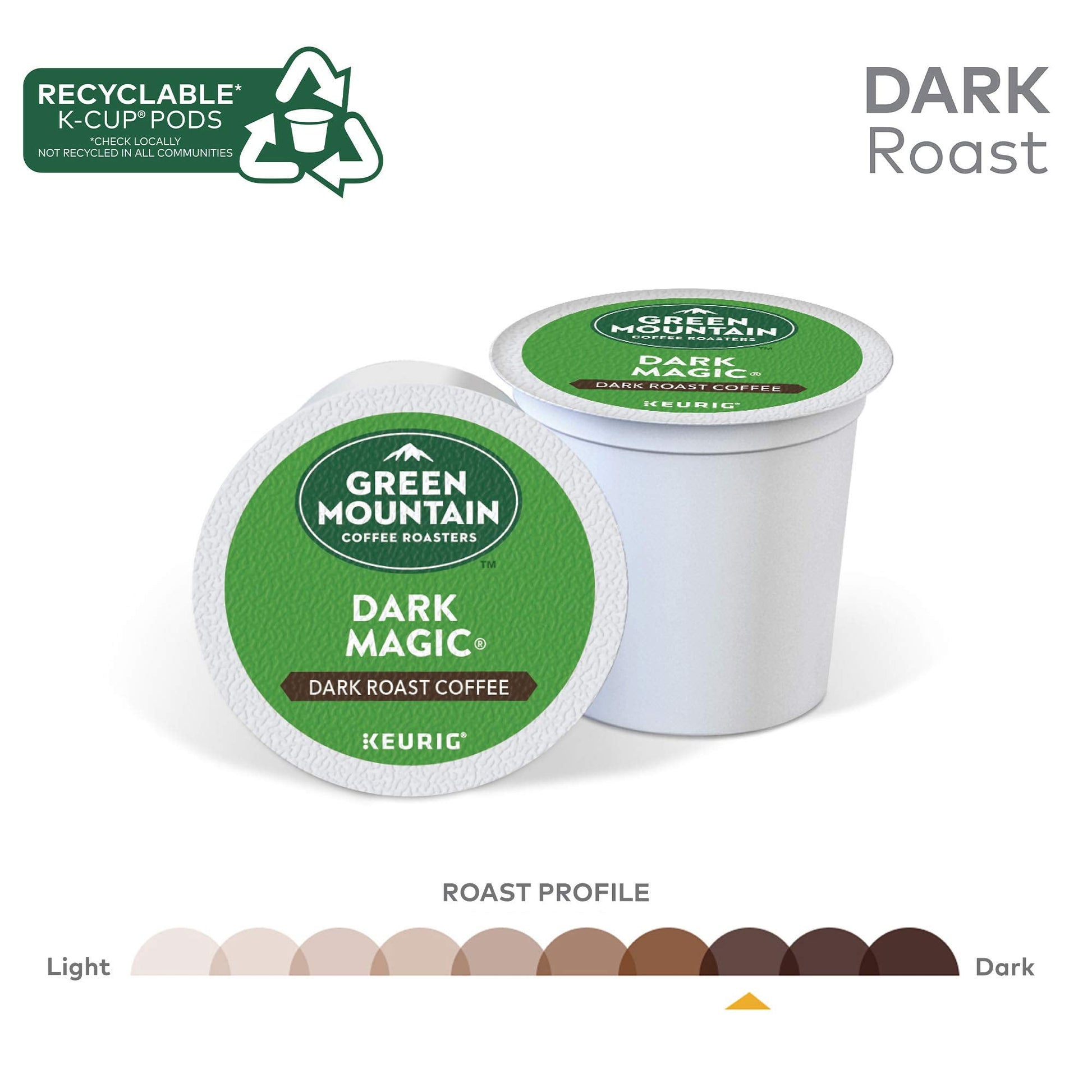 Green Mountain Coffee Roasters Dark Magic Keurig Single-Serve K-Cup Pods, Dark Roast Coffee, 72 Count (6 Packs of 12)-UPStoxs