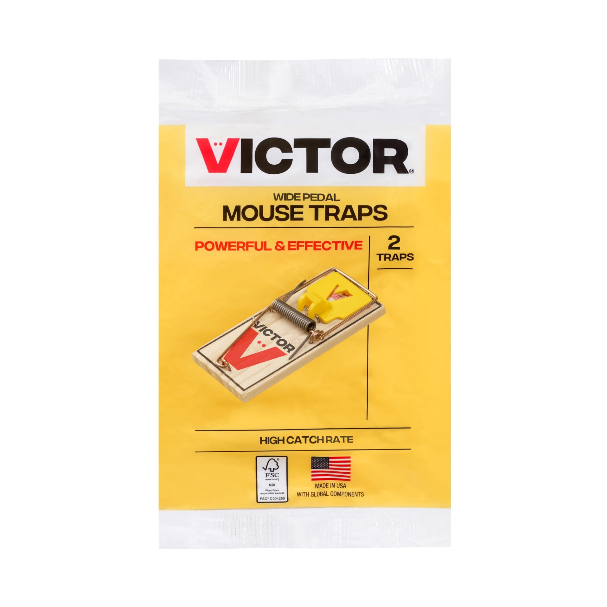 Victor M035-12 Plastic Pedal Easy Set Sustainably Sourced FSC Wood Snap Mouse Trap - 12 Traps-UPStoxs