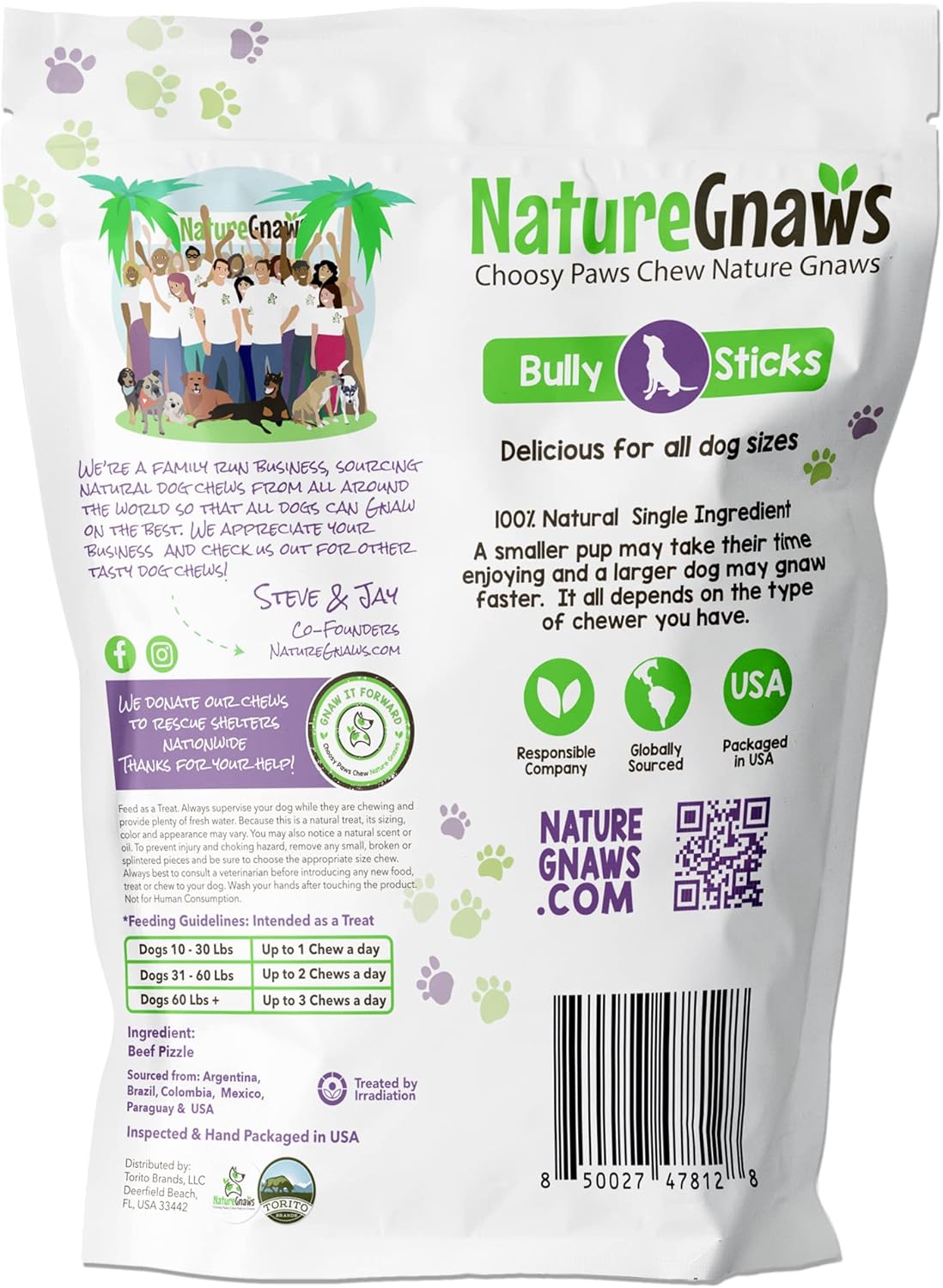 Nature Gnaws, Beef Bully Sticks Dog Chews, 1.3 lbs.