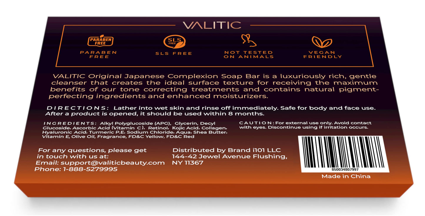 VALITIC Kojic Acid Dark Spot Remover Soap Bars with Vitamin C, Retinol, Collagen, Turmeric - Original Japanese Complex Infused with Hyaluronic Acid, Vitamin E, Shea Butter, Castile Olive Oil (3 Pack)-UPStoxs