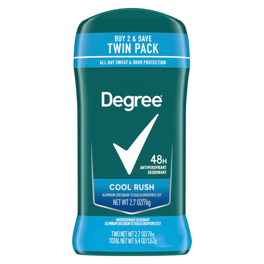 Degree Men Original Antiperspirant Deodorant Cool Rush Twin Pack 48-Hour Sweat & Odor Protection Antiperspirant For Men 2.7 oz-UPStoxs