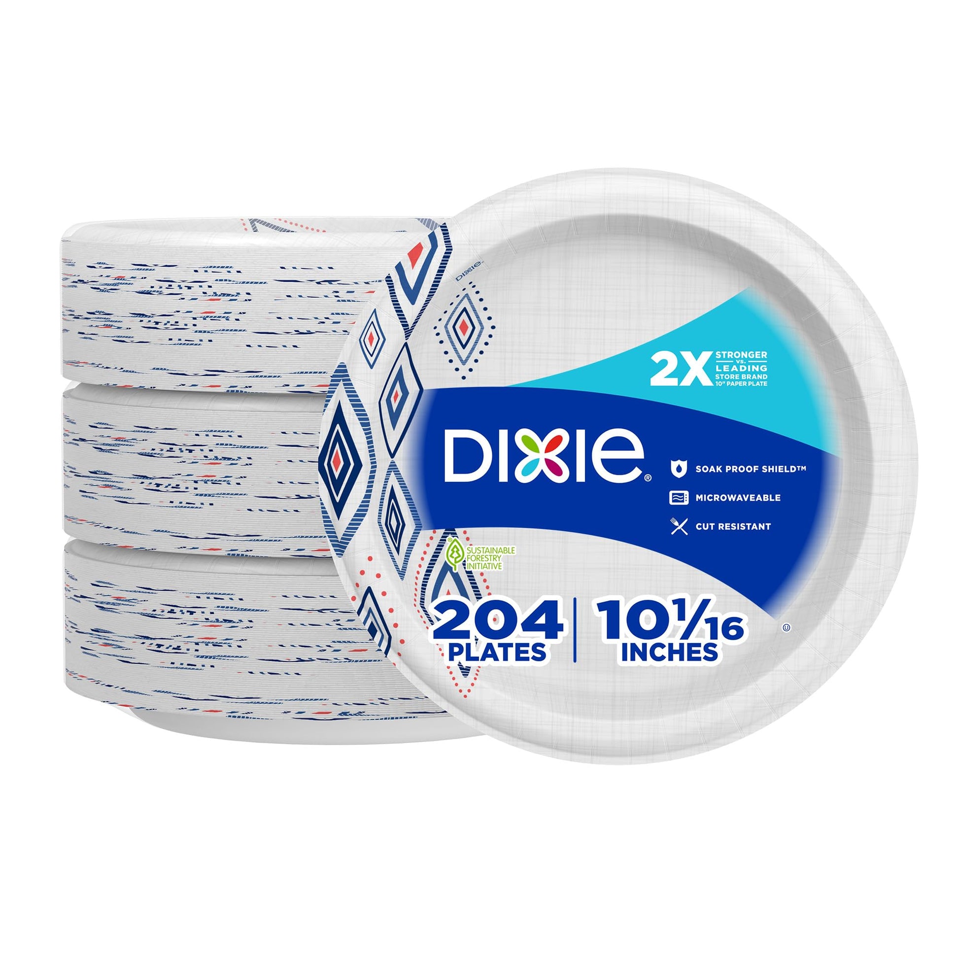 Dixie Large Paper Plates, 10 Inch, 204 Count, 2X Stronger*, Microwave-Safe, Soak-Proof, Cut Resistant, Disposable Plates For Everyday Breakfast, Lunch, & Dinner Meals-UPStoxs