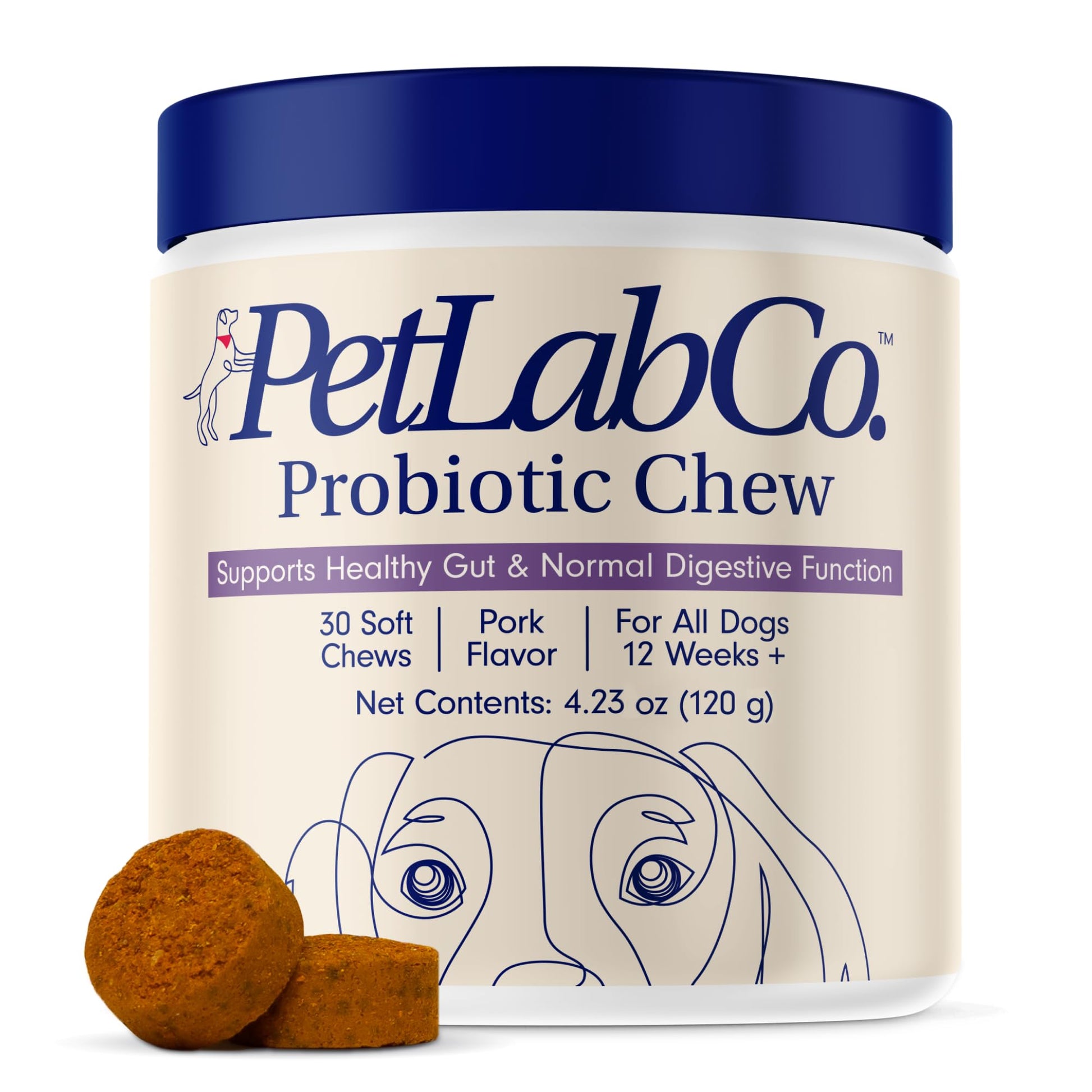 PetLab Co. Probiotics for Dogs, Support Gut Health, Diarrhea, Digestive Health & Seasonal Allergies - Pork Flavor - 30 Soft Chews - Packaging May Vary-UPStoxs