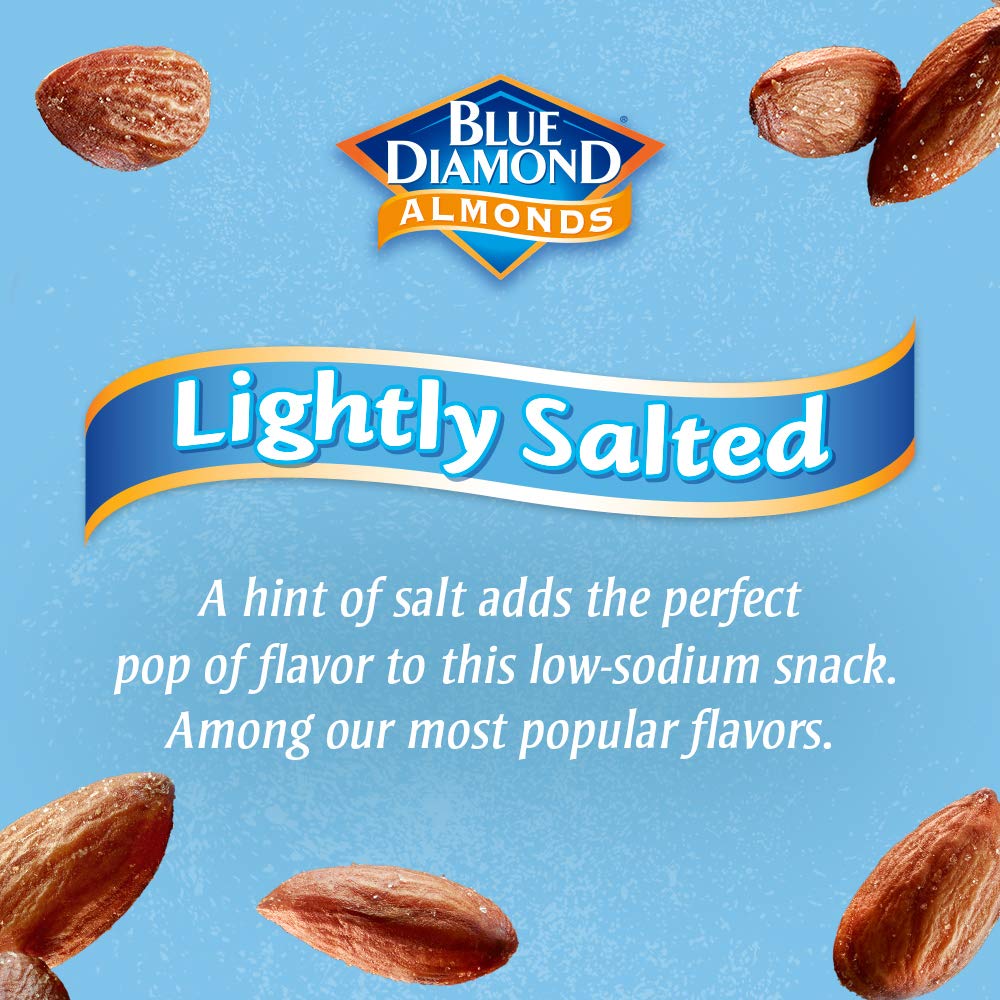 Blue Diamond Almonds Low Sodium Lightly Salted Snack Nuts, 100 Calorie Packs, 0.6 Ounce (Pack of 32)-UPStoxs