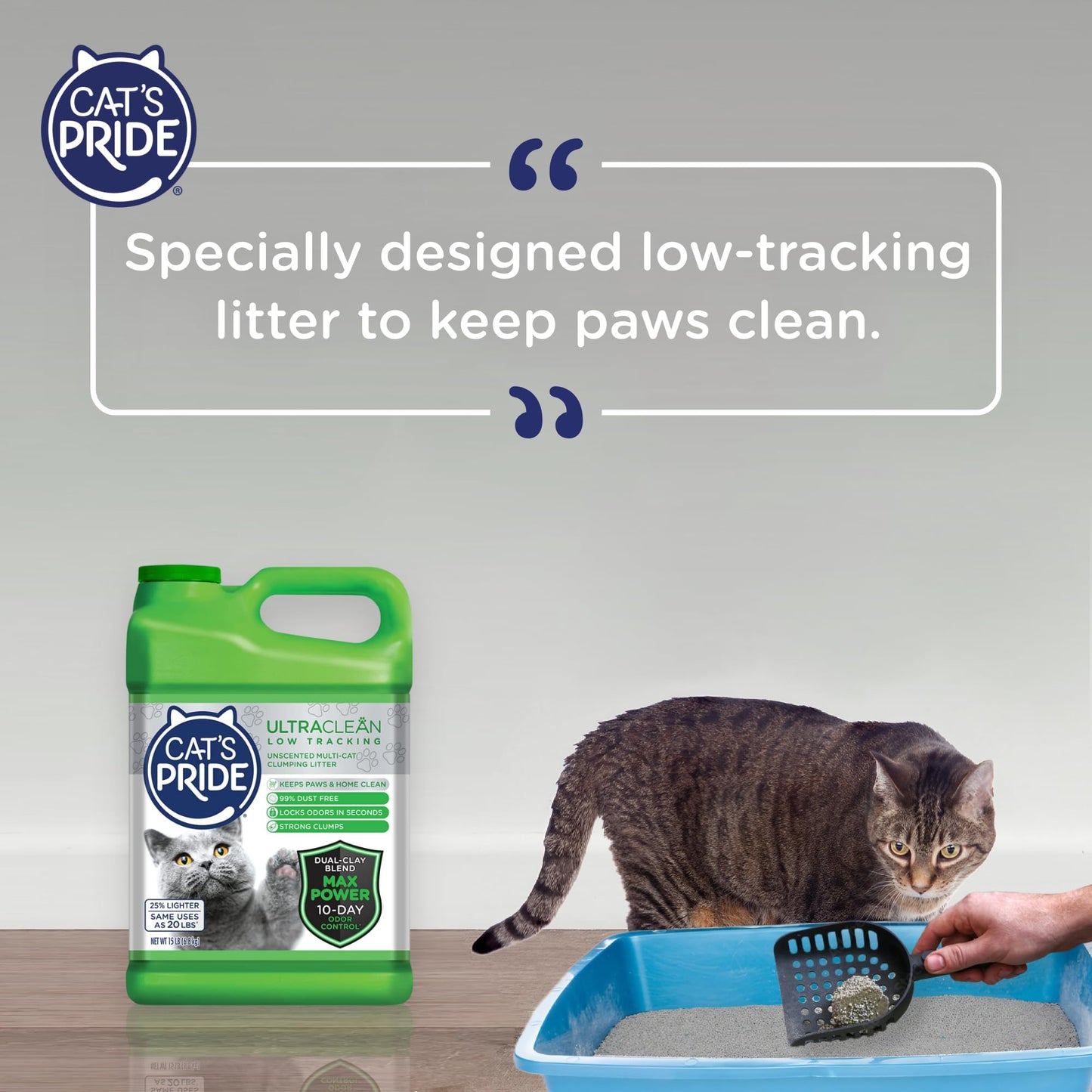 Cat's Pride Max Power: UltraClean Low Tracking Multi-Cat Clumping Litter - Keeps Paws & Home Clean - Up to 10 Days of Powerful Odor Control - 99% Dust Free - Unscented, 15 Pounds-UPStoxs