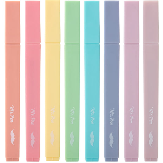 Mr. Pen- Aesthetic Cute Pastel Highlighters Set, 8 pcs, Chisel Tip, Candy Colors, No Bleed Bible Assorted Colors-UPStoxs