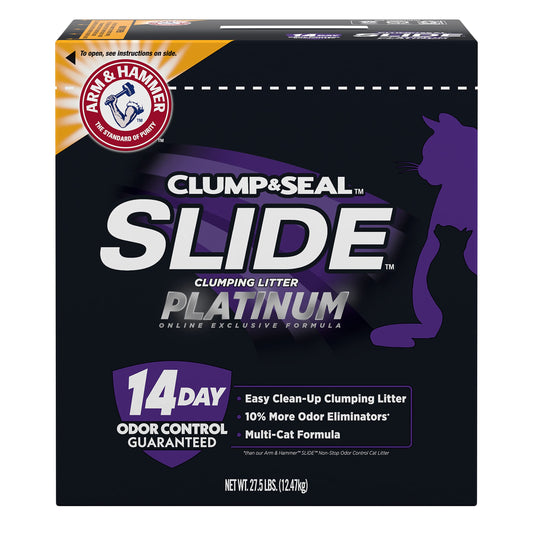 Arm & Hammer Slide Platinum Easy Clean-Up Clumping Cat Litter, Multi-Cat Litter, 27.5 Pounds, Online Exclusive Formula-UPStoxs