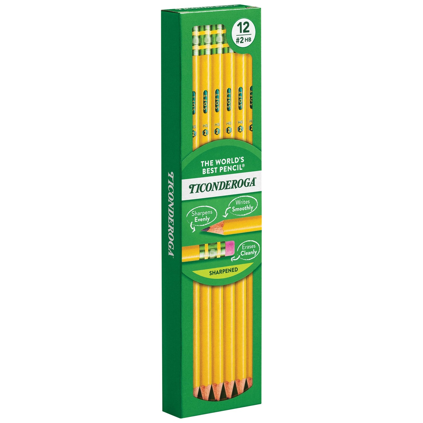 Ticonderoga Wood-Cased Pencils, Pre-Sharpened, 2 HB Soft, Yellow, 12 Count-UPStoxs