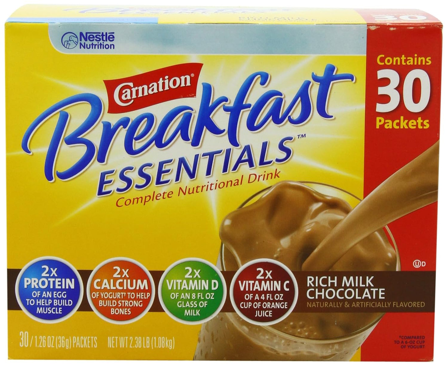 Carnation Breakfast Essentials Nutritional Powder Drink Mix, Chocolate 30 ct.