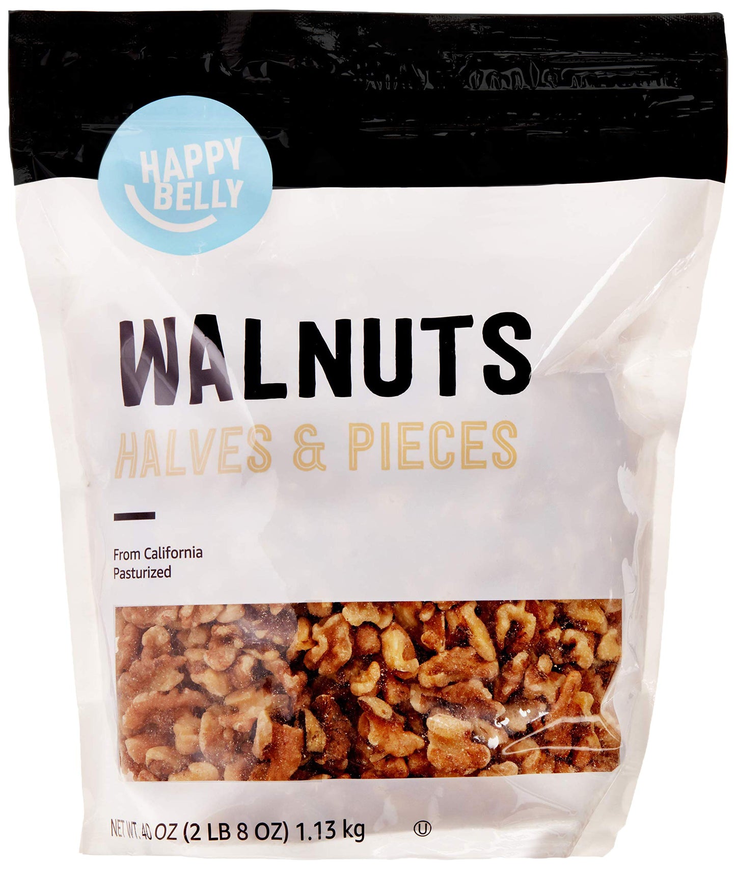 Amazon Brand - Happy Belly California Walnuts Halves and Pieces, 40 ounce-UPStoxs