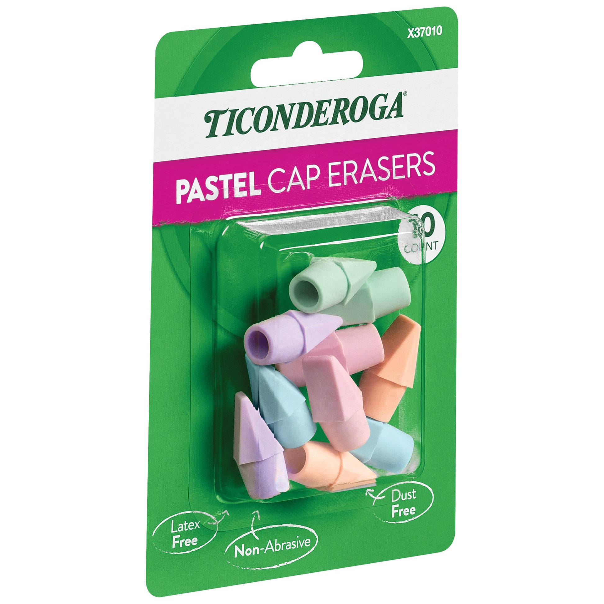 Ticonderoga Pencil Cap Erasers, Assorted Pastel Colors, 10 Count-UPStoxs