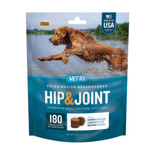 VetIQ Glucosamine Hip & Joint Supplement for Dogs, 180 Soft Chews, Dog Joint Support Supplement with MSM and Krill, Dog Health Supplies Large & Small Breed, Chicken Flavored Chewables-UPStoxs