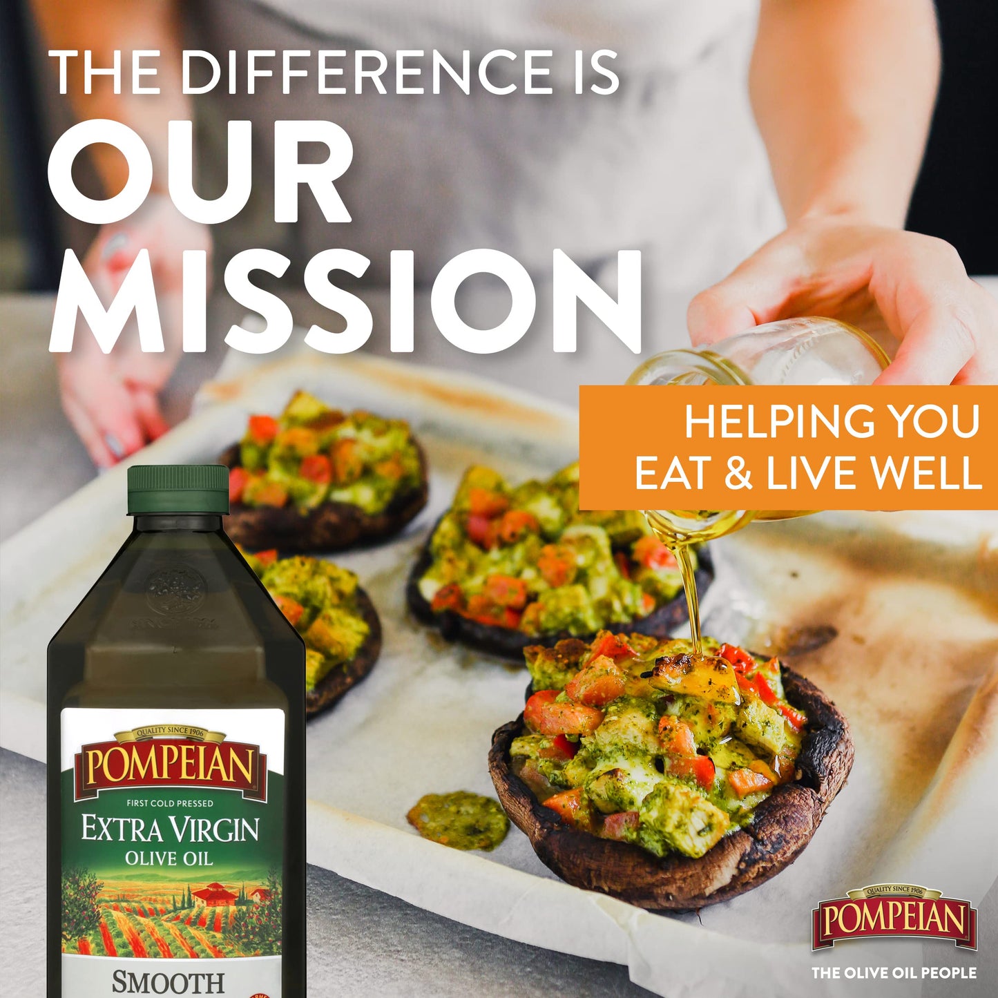 Pompeian Smooth Extra Virgin Olive Oil, First Cold Pressed, Mild and Delicate Flavor, Perfect for Sauteing & Stir-Frying, 68 Fl Oz-UPStoxs