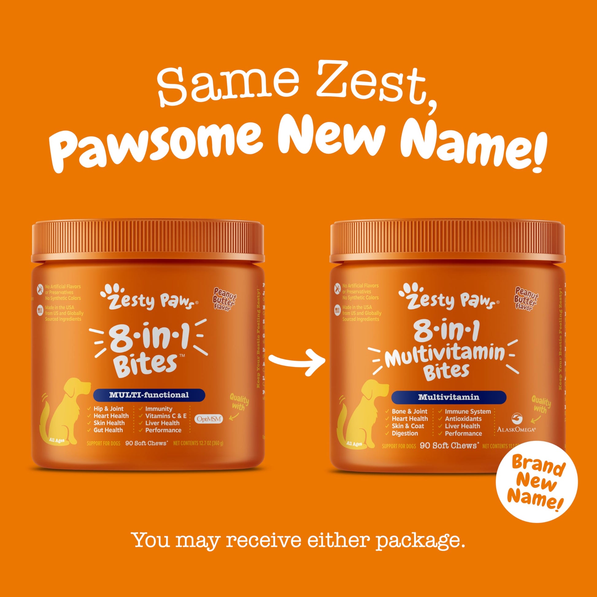 Zesty Paws Multivitamin Treats for Dogs - Glucosamine Chondroitin for Joint Support + Digestive Enzymes & Probiotics - Grain Free Vitamin for Skin & Coat + Immune Health - Peanut Butter Flavor - 90ct-UPStoxs