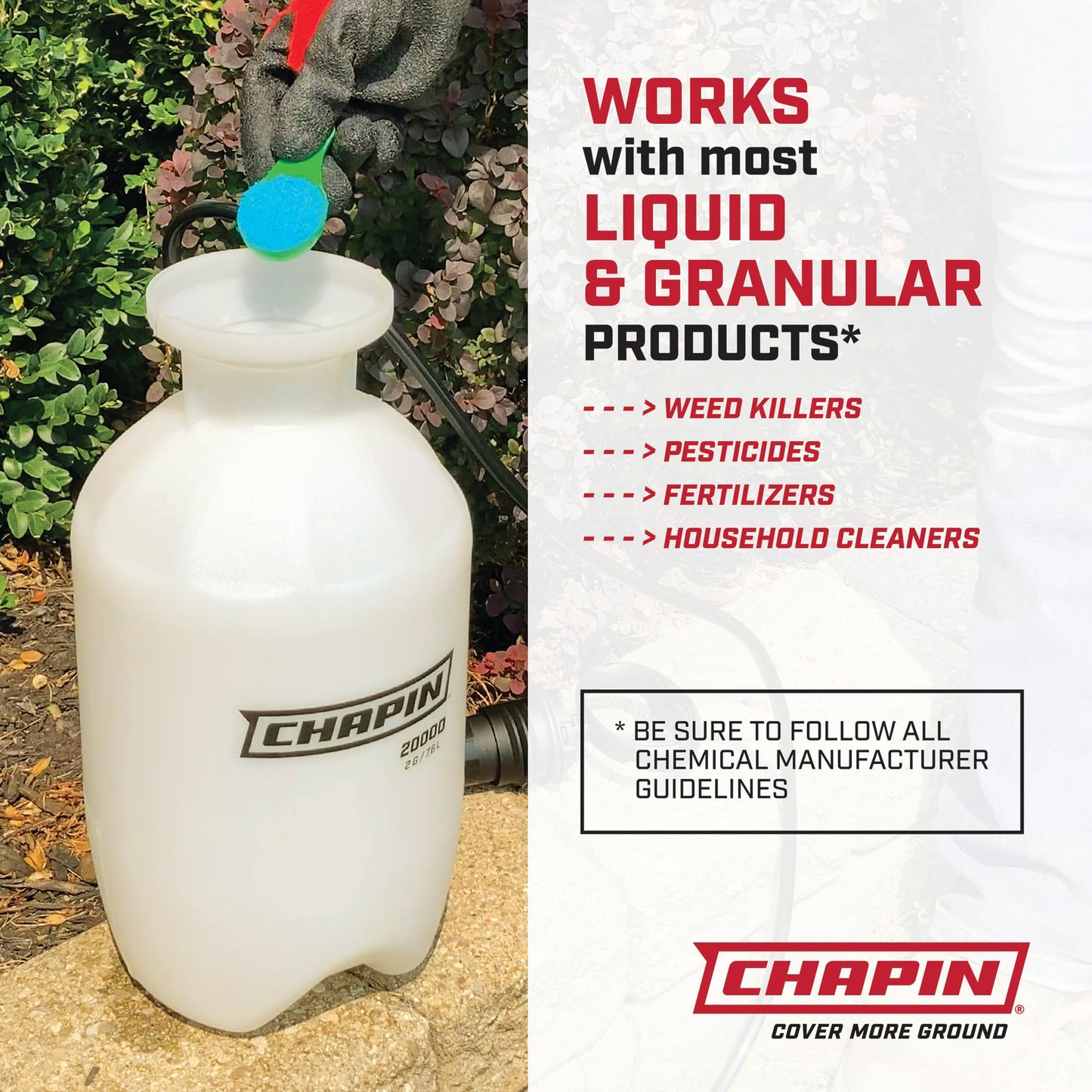 Chapin 20000 Made in USA 1 -Gallon Lawn and Garden Pump Pressured Sprayer, for Spraying Plants, Garden Watering, Weeds and Pests, Polypropylene, Translucent White-UPStoxs