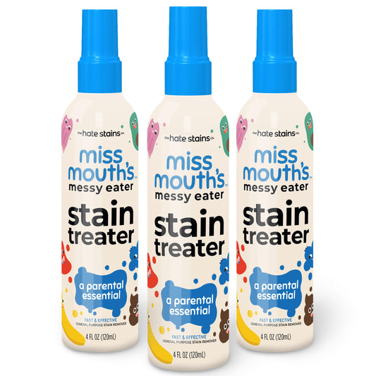 Miss Mouth's Messy Eater Stain Treater Spray - 4oz 3 Pack Stain Remover - Newborn & Baby Essentials - No Dry Cleaning Food, Grease, Coffee Off Laundry, Underwear, Fabric-UPStoxs